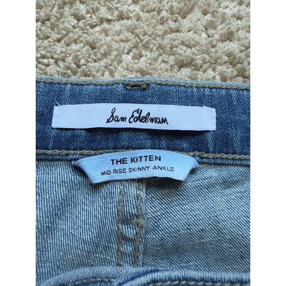 NWT Sam Edelman The Kitten Mid Rise Skinny Ankle Jeans Blue/Silver Women's 12/31 - Picture 5 of 11